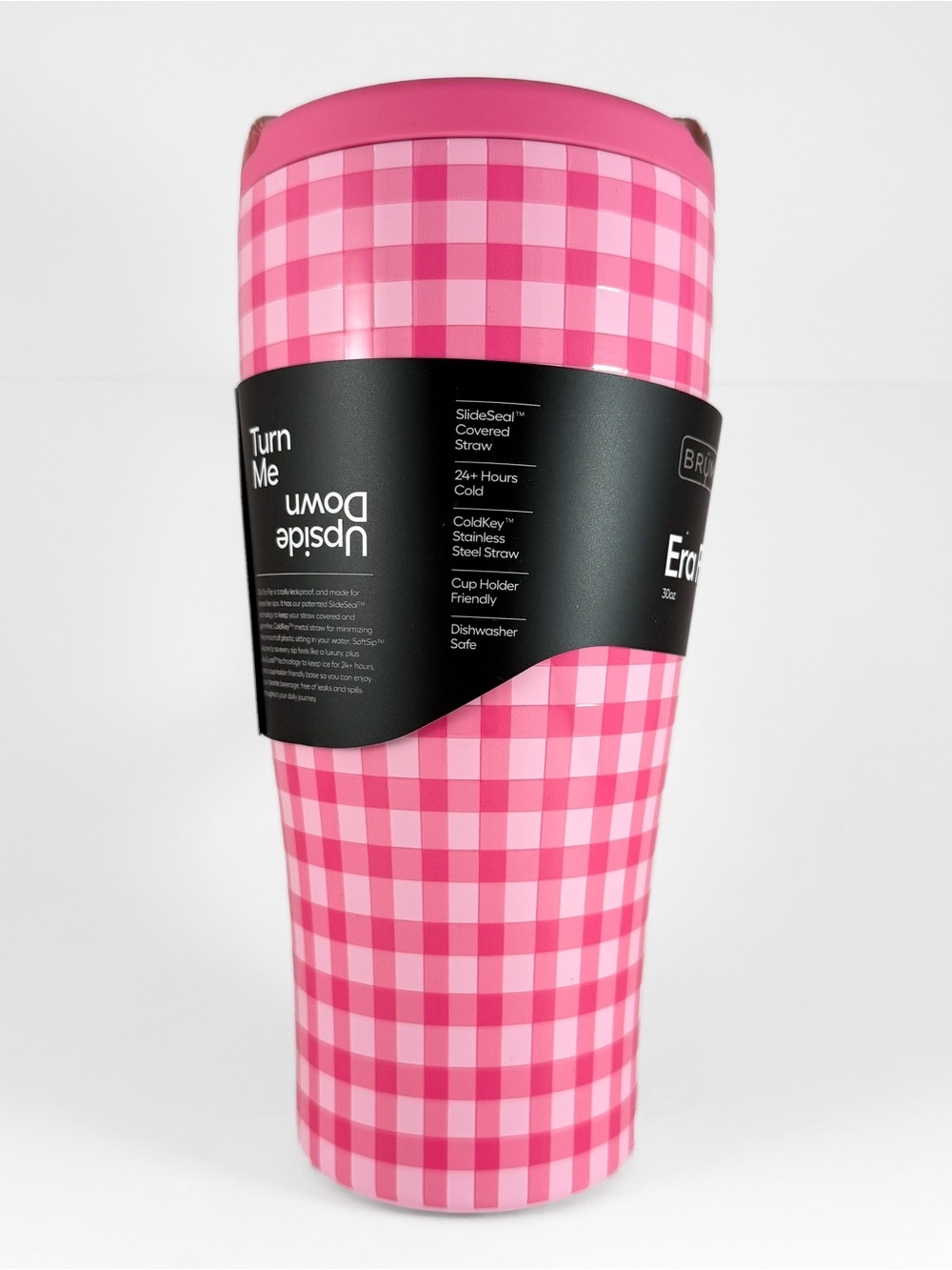 BruMate 30oz Stainless Steel Era Flip Water Bottle - Pink Gingham - Madi Nelson - Picture 4 of 14